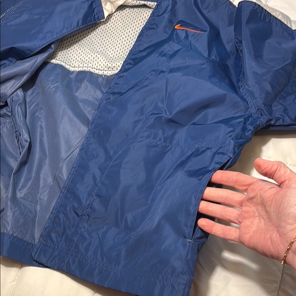 Vintage Nike Blue and White Full Zip Windbreaker Jacket with Orange Accents - Picture 12 of 12